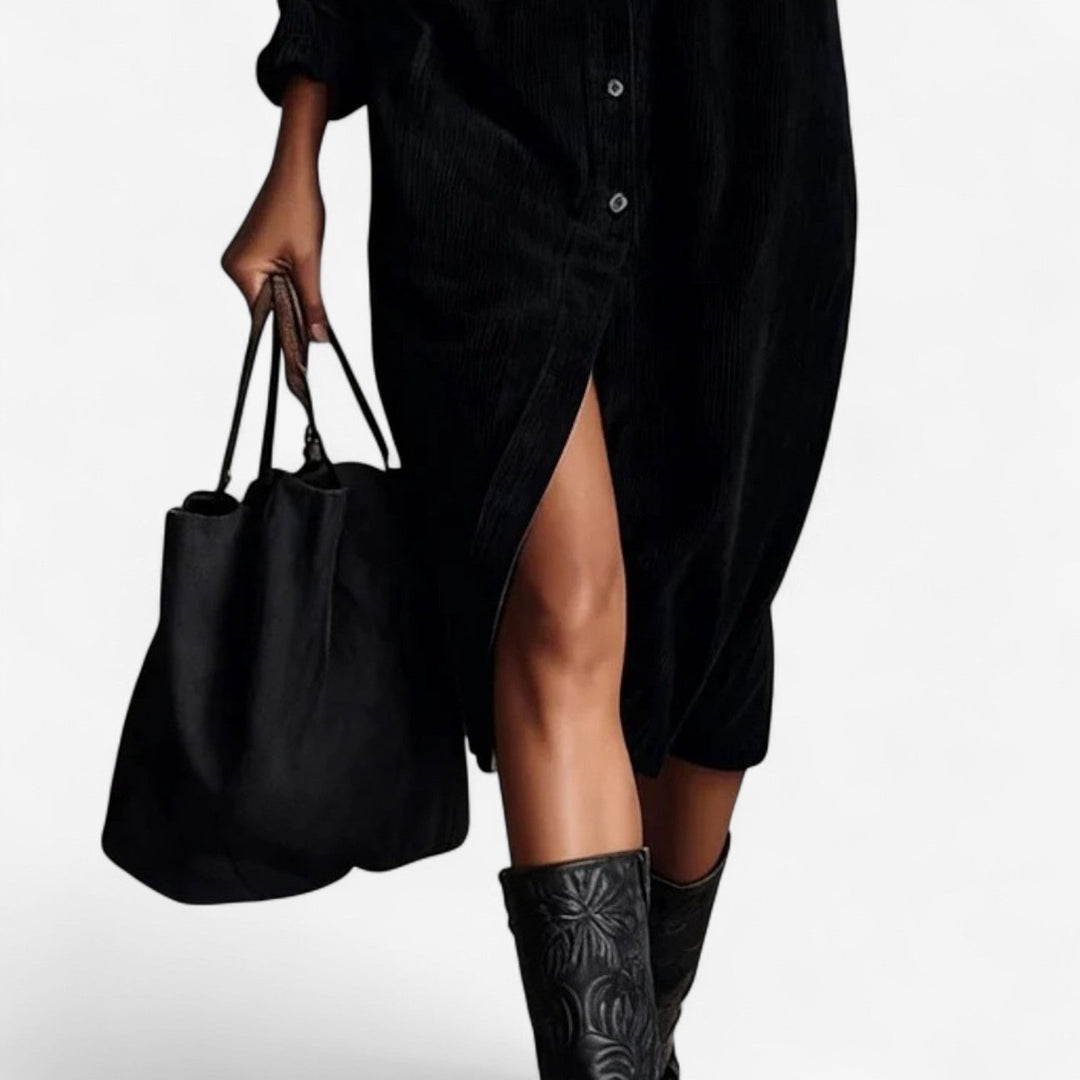 Anastacia | Midi Amplio de Velour Côtelé