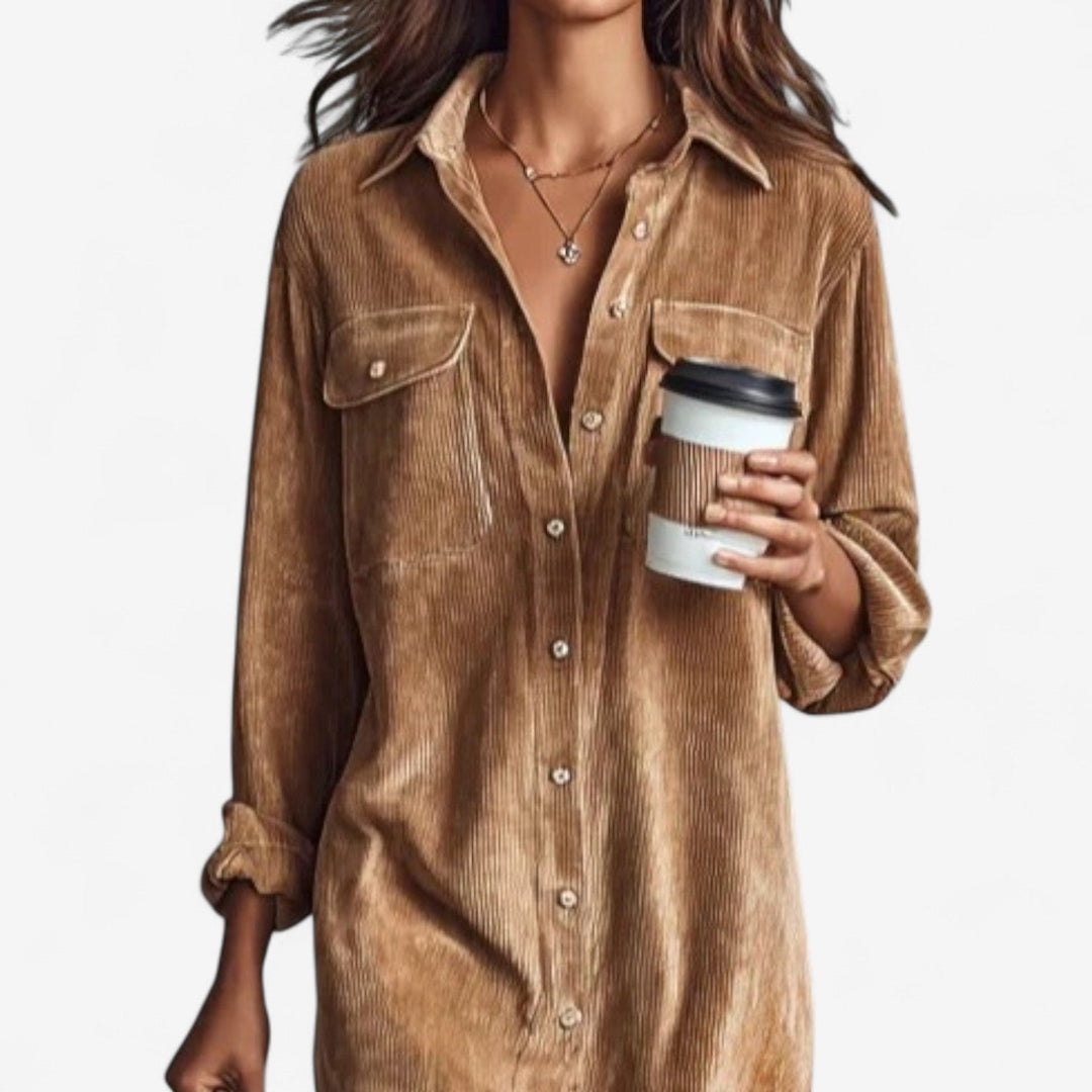 Anastacia | Midi Amplio de Velour Côtelé